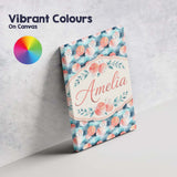 Personalised Name Abstract Coral and Teal Custom  Unique Gift Idea Elegant Feature Canvas Wall Art Print Decor Picture Ready to Hang