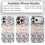 Abstract Coral and Teal Watercolor Printed Design Custom Name Protective Phone Case Mobile Cover Durable Everyday Smartphone Shock Resistant