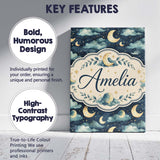 Personalised Name Golden Moon and Celestial Custom  Bespoke Interior Contemporary Canvas Wall Art Print Decor Picture Ready to Hang