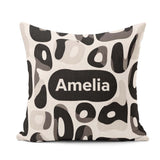 Custom Name Soft Rounded Shapes Black Minimal Abstract Pattern Square Filled Cushion Throw Pillow Sofa Bed Home Decor Zip Washable UK Made