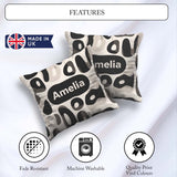 Custom Name Soft Rounded Shapes Black Minimal Abstract Pattern Square Filled Cushion Throw Pillow Sofa Bed Home Decor Zip Washable UK Made