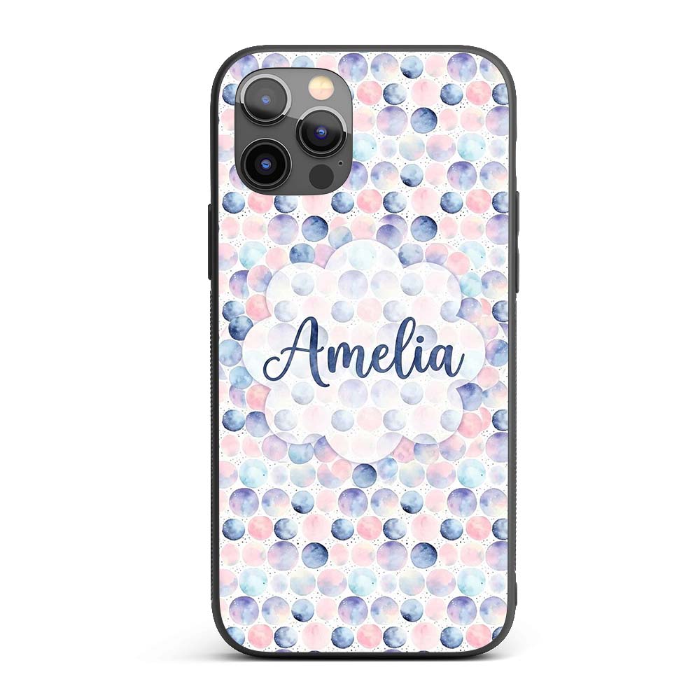 Pastel Watercolor Polka Dot Circles Seamless Custom Name Protective Phone Case Mobile Cover Durable Everyday Smartphone Shock Resistant