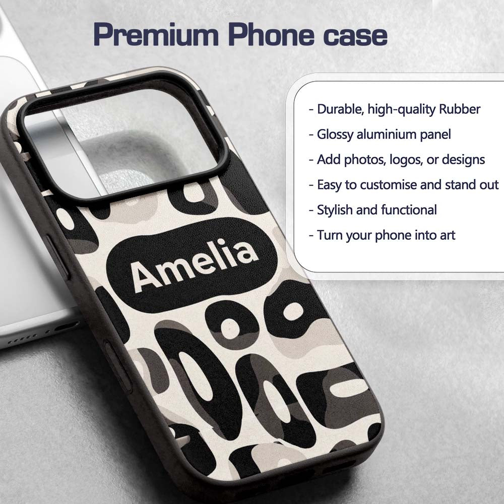 Soft Rounded Shapes Black Grey Minimal Abstract Custom Name Protective Phone Case Mobile Cover Durable Everyday Smartphone Shock Resistant