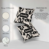 Custom Name Soft Rounded Shapes Black Minimal Abstract Pattern Square Filled Cushion Throw Pillow Sofa Bed Home Decor Zip Washable UK Made