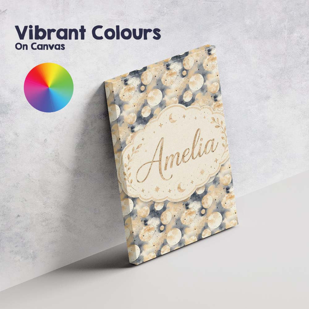 Personalised Name Neutral Beige Celestial Custom  Unique Gift Idea Elegant Feature Canvas Wall Art Print Decor Picture Ready to Hang
