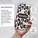 Soft Rounded Shapes Black Grey Minimal Abstract Custom Name Protective Phone Case Mobile Cover Durable Everyday Smartphone Shock Resistant