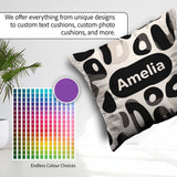 Custom Name Soft Rounded Shapes Black Minimal Abstract Pattern Square Filled Cushion Throw Pillow Sofa Bed Home Decor Zip Washable UK Made