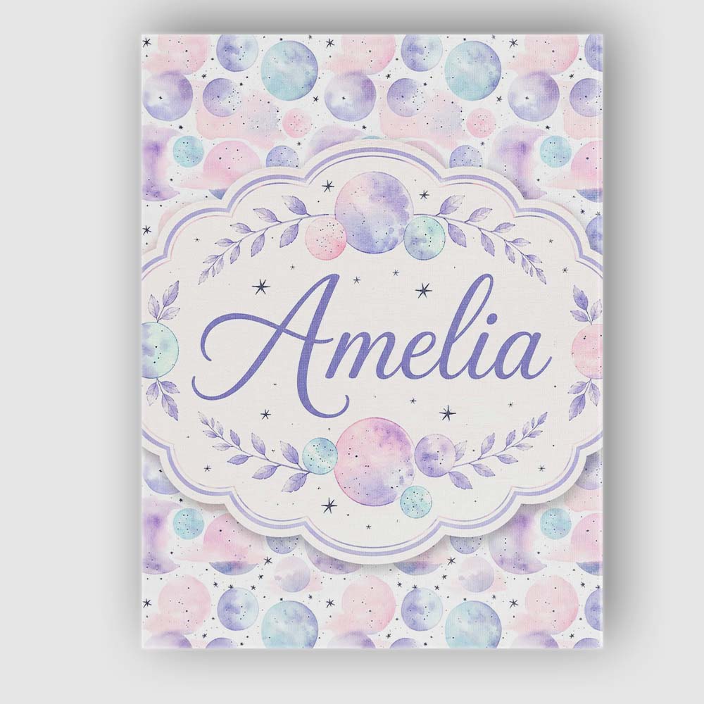 Personalised Name Soft Pastel Galaxy Custom Premium Decorative Design Modern Room Accent Canvas Wall Art Print Decor Picture Ready to Hang