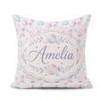 Custom Name Soft Pastel Galaxy Circles and Stars Seamless Lovely Square Filled Cushion Throw Pillow Sofa Bed Home Decor Zip Washable UK Made