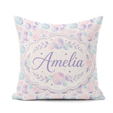 Custom Name Soft Pastel Galaxy Circles and Stars Seamless Lovely Square Filled Cushion Throw Pillow Sofa Bed Home Decor Zip Washable UK Made
