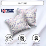 Custom Name Soft Pastel Galaxy Circles and Stars Seamless Lovely Square Filled Cushion Throw Pillow Sofa Bed Home Decor Zip Washable UK Made