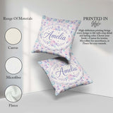 Custom Name Soft Pastel Galaxy Circles and Stars Seamless Lovely Square Filled Cushion Throw Pillow Sofa Bed Home Decor Zip Washable UK Made