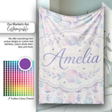 Soft Pastel Galaxy Circles and Stars Seamless Pattern Lovely  Personalised Custom Name Super Soft Fleece Blanket Bed Sofa Throw