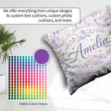 Custom Name Soft Pastel Galaxy Circles and Stars Seamless Lovely Square Filled Cushion Throw Pillow Sofa Bed Home Decor Zip Washable UK Made