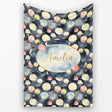 Colorful Planet Space Galaxy Seamless Pattern Cute Unique Gift  Personalised Custom Name Super Soft Fleece Blanket Bed Sofa Throw