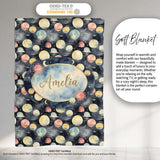 Colorful Planet Space Galaxy Seamless Pattern Cute Unique Gift  Personalised Custom Name Super Soft Fleece Blanket Bed Sofa Throw