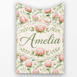 Watercolor Protea Flowers and Green Leaves Seamless Pattern Lovely  Personalised Custom Name Super Soft Fleece Blanket Bed Sofa Throw