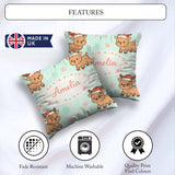Custom Name Cute Christmas Reindeer Cartoon Animal Pattern for Square Filled Cushion Throw Pillow Sofa Bed Home Decor Zip Washable UK Made