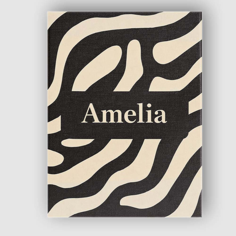 Personalised Name Fluid Zebra Waves Black Cream Organic Stripe Custom Modern Room Accent Canvas Wall Art Print Decor Picture Ready to Hang