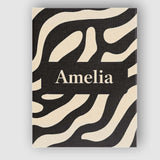 Personalised Name Fluid Zebra Waves Black Cream Organic Stripe Custom Modern Room Accent Canvas Wall Art Print Decor Picture Ready to Hang