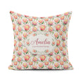 Custom Name Pink and Yellow Blossoms Watercolor Seamless Pattern Square Filled Cushion Throw Pillow Sofa Bed Home Decor Zip Washable UK Made