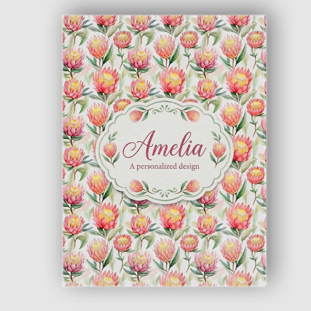 Personalised Name Pink and Yellow Protea Custom  Unique Gift Idea Elegant Feature Canvas Wall Art Print Decor Picture Ready to Hang