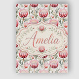 Personalised Name Elegant Protea Floral Custom  Unique Gift Idea Modern Room Accent Canvas Wall Art Print Decor Picture Ready to Hang