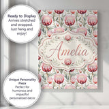Personalised Name Elegant Protea Floral Custom  Unique Gift Idea Modern Room Accent Canvas Wall Art Print Decor Picture Ready to Hang