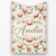 Elegant Pink Protea Botanical Branches Seamless Pattern Lovely  Personalised Custom Name Super Soft Fleece Blanket Bed Sofa Throw