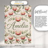 Elegant Pink Protea Botanical Branches Seamless Pattern Lovely  Personalised Custom Name Super Soft Fleece Blanket Bed Sofa Throw