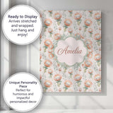 Personalised Name Pastel Protea Flowers Custom  Modern Room Accent Elegant Feature Canvas Wall Art Print Decor Picture Ready to Hang