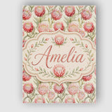 Personalised Name Classic Pink Protea Custom Modern Room Accent Creative Decorator Style Canvas Wall Art Print Decor Picture Ready to Hang