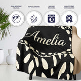 Scattered Pebble Spots Black Cream Irregular Dot Pattern Lovely  Personalised Custom Name Super Soft Fleece Blanket Bed Sofa Throw