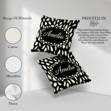 Custom Name Scattered Pebble Spots Black Cream Irregular Pattern Square Filled Cushion Throw Pillow Sofa Bed Home Decor Zip Washable UK Made