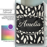 Scattered Pebble Spots Black Cream Irregular Dot Pattern Lovely  Personalised Custom Name Super Soft Fleece Blanket Bed Sofa Throw