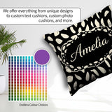 Custom Name Scattered Pebble Spots Black Cream Irregular Pattern Square Filled Cushion Throw Pillow Sofa Bed Home Decor Zip Washable UK Made