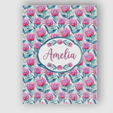 Personalised Name Bright Pink Protea Custom Premium Decorative Design Modern Room Accent Canvas Wall Art Print Decor Picture Ready to Hang