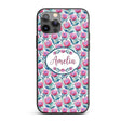 Bright Pink Protea Flowers with Blue Green Leaves Custom Name Protective Phone Case Mobile Cover Durable Everyday Smartphone Shock Resistant