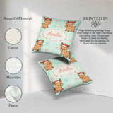 Custom Name Cute Christmas Reindeer Cartoon Animal Pattern for Square Filled Cushion Throw Pillow Sofa Bed Home Decor Zip Washable UK Made