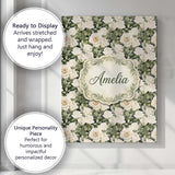 Personalised Name Cream White Roses with Custom  Unique Gift Idea Elegant Feature Canvas Wall Art Print Decor Picture Ready to Hang