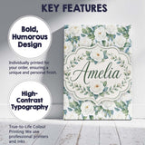 Personalised Name Classic White Rose Custom Premium Decorative Design Modern Room Accent Canvas Wall Art Print Decor Picture Ready to Hang