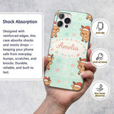Cute Christmas Reindeer Cartoon Animal Pattern Custom Name Protective Phone Case Mobile Cover Durable Everyday Smartphone Shock Resistant