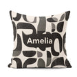 Custom Name Bold Curved Shapes Black Grey Modern Abstract Lovely Square Filled Cushion Throw Pillow Sofa Bed Home Decor Zip Washable UK Made