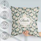Custom Name Classic Cream Rose Bouquet Soft Background Seamless Square Filled Cushion Throw Pillow Sofa Bed Home Decor Zip Washable UK Made