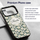 Classic Cream Rose Bouquet Soft Sage Background Custom Name Protective Phone Case Mobile Cover Durable Everyday Smartphone Shock Resistant