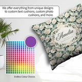 Custom Name Classic Cream Rose Bouquet Soft Background Seamless Square Filled Cushion Throw Pillow Sofa Bed Home Decor Zip Washable UK Made