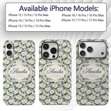 Classic Cream Rose Bouquet Soft Sage Background Custom Name Protective Phone Case Mobile Cover Durable Everyday Smartphone Shock Resistant
