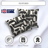 Custom Name Bold Curved Shapes Black Grey Modern Abstract Lovely Square Filled Cushion Throw Pillow Sofa Bed Home Decor Zip Washable UK Made