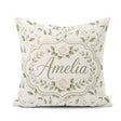 Custom Name Delicate White and Leaves Minimal Botanical Seamless Square Filled Cushion Throw Pillow Sofa Bed Home Decor Zip Washable UK Made