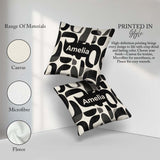 Custom Name Bold Curved Shapes Black Grey Modern Abstract Lovely Square Filled Cushion Throw Pillow Sofa Bed Home Decor Zip Washable UK Made
